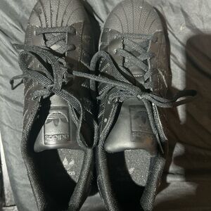 Adidas, size 7, black, shell toe